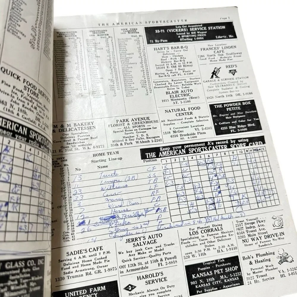 RARE 1959 THE AMERICAN SPORTS CASTER BASEBALL PROGRAM # 15 - The American League